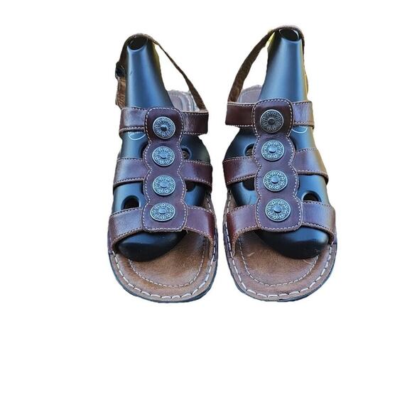 Josef Seibel Women Brown Leather Sandals The European Comfort Shoes 42 EU 9 US